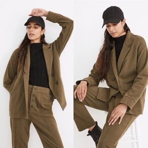 Madewell XS Brushed Redford Blazer in Plaid Kale Green Button Jacket Collared